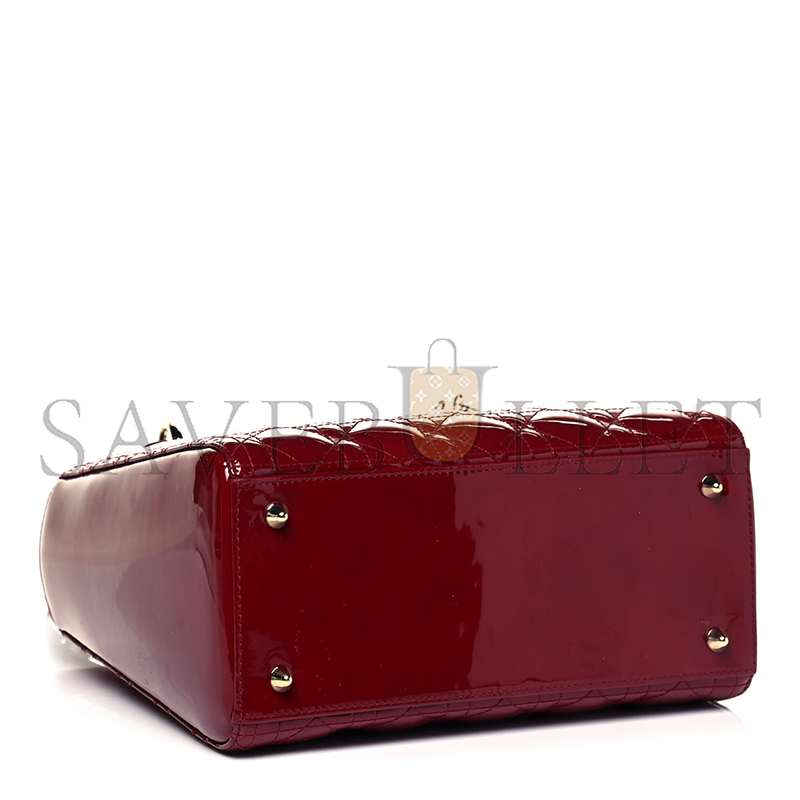D*or patent cannage medium lady D*or burgundy red (24*20*12.7cm)
